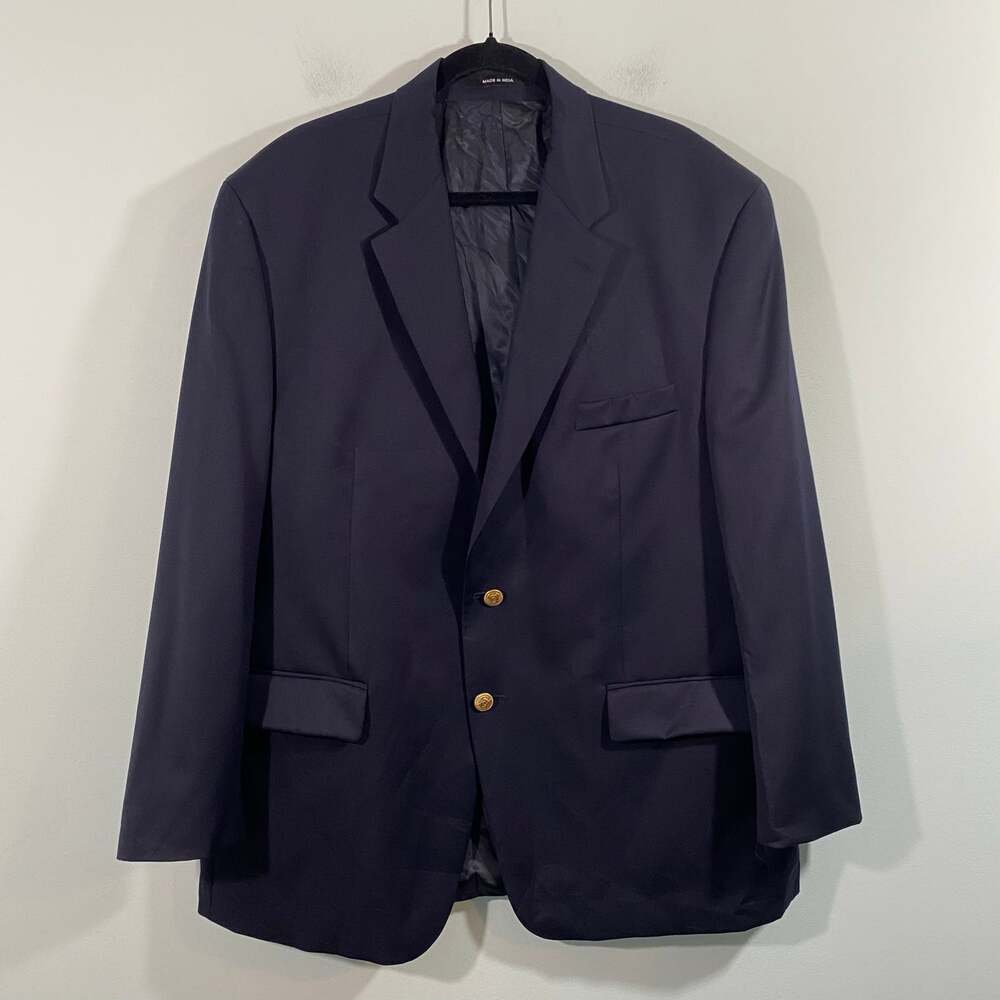 Vintage Lauren Ralph Lauren Men Navy Wool Gold Buttons Blazer Size 48R
